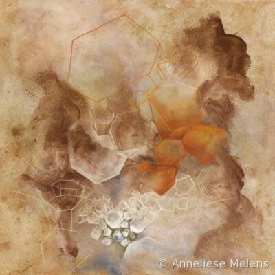 Kristalportret Aragoniet in beige, bruine en oranje tinten