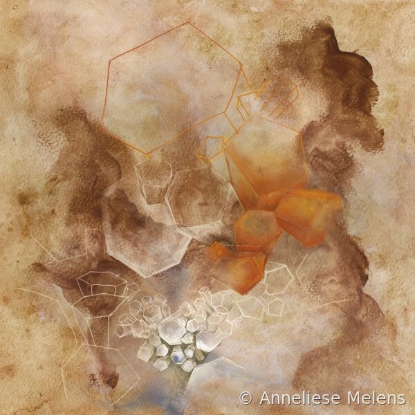 Kristalportret Aragoniet in beige, bruine en oranje tinten