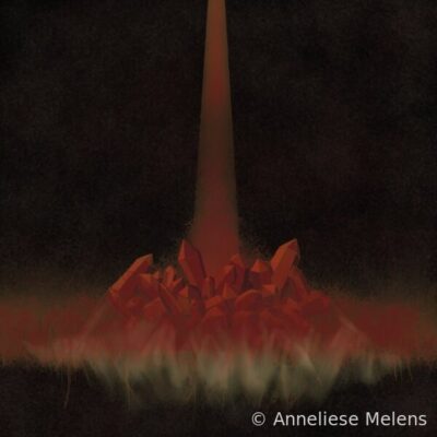 Kristalportret IJzerkwarts met een roodbruine kristalvorm op een donkere achtergrond